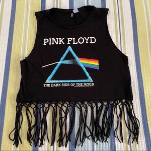 H&M Pink Floyd Crop Fringe Tank